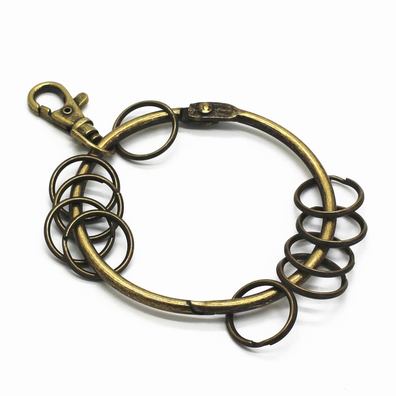 WEICHUAN Metal Antique Bronze Keychain/Key Holder - Large Circular Ring with 10 Small Rings (Pack of 1) - Image 1